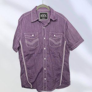 Buckle Black Men's Button Shirt Purple Athletic Fit M Medium